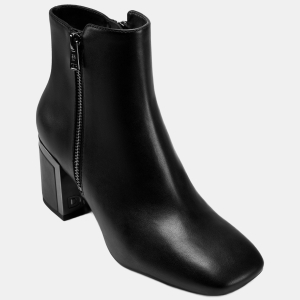 Women's Kylah Block Heel Booties - Black Smooth Leather
