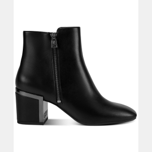 Women's Kylah Block Heel Booties - Black Smooth Leather - Image 3