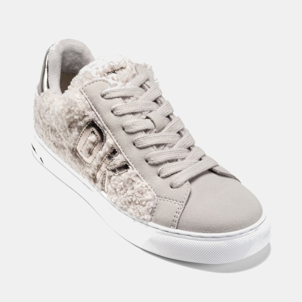 DKNY Abeni Platform Low Top Sneakers - White/ Champagne