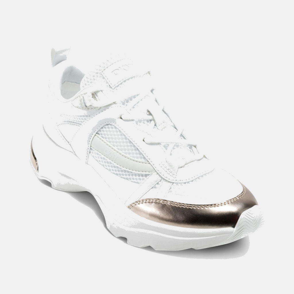 DKNY Women's Juna Lace-Up Sneakers - White/ Champagne