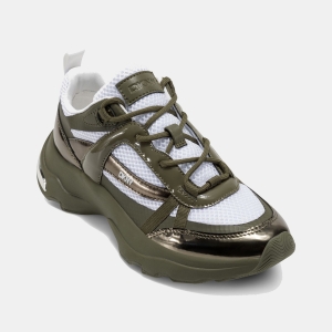 DKNY Women's Juna Lace Up Sneakers - White/ Green