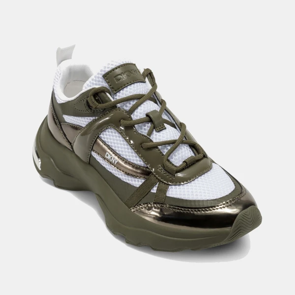 DKNY Women's Juna Lace Up Sneakers - White/ Green