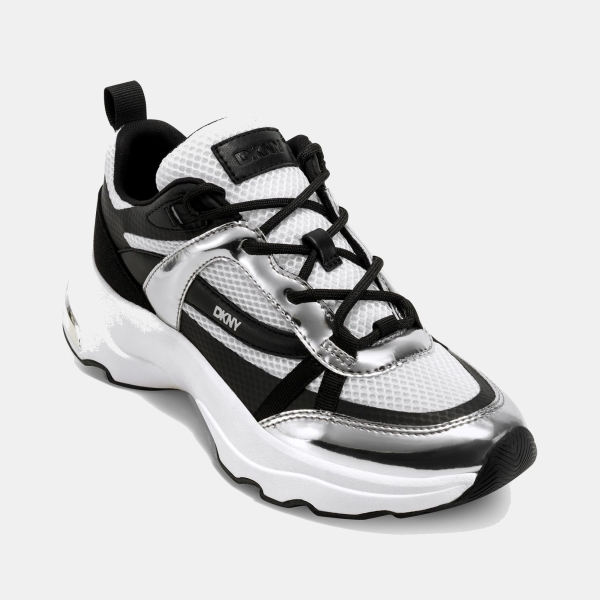 DKNY Women's Juna Lace Up Sneakers - White/ Nickel