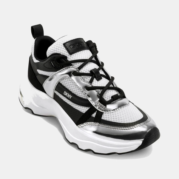 DKNY Women's Juna Lace Up Sneakers - White/ Nickel