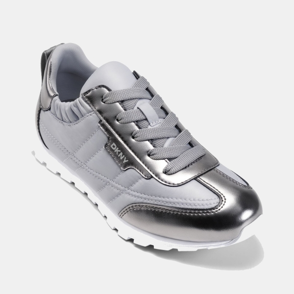 DKNY Women's Fahn Lace Up Sneakers - Nickel