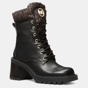 Michael Kors Women's Cade Round Toe Heeled Booties - Brown/ Black