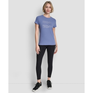 Women's Triple Rhinestone Foil Logo Crewneck Baby T-Shirt - Bluestone - Image 3