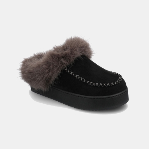 Journee Collection Women's Taran Cozy Platform Slippers - Black