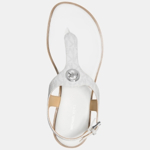 Michael Kors Women's Val Thong Round Toe Flat Sandals - Optic White Multi Canvas - Image 4