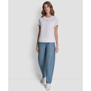 Women's Stacked Eyelet Logo Crewneck T-Shirt - White - Image 3