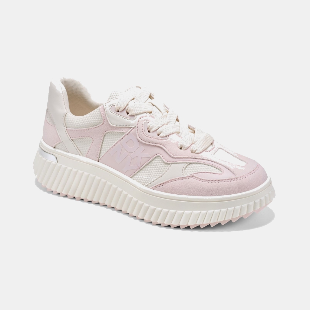 DKNY Women's Lachele Lace-Up Platform Sneakers - Soft White/Light Pink