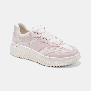 DKNY Women's Lachele Lace-Up Platform Sneakers - Soft White/Light Pink