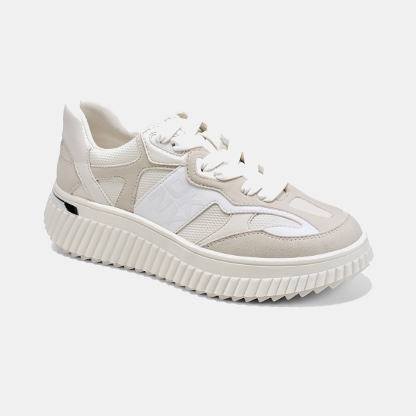 DKNY Women's Lachele Lace-Up Platform Sneakers - Soft White/White