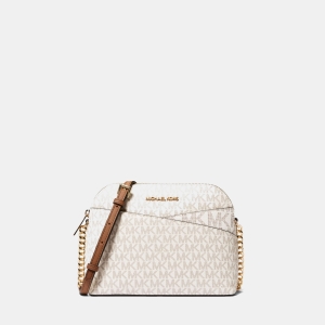 Jet Set Travel Medium Logo Dome Crossbody Bag - VANILLA