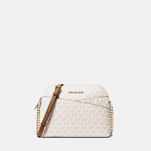 Michael Kors Outlet Jet Set Travel Medium Logo Dome Crossbody Bag - VANILLA
