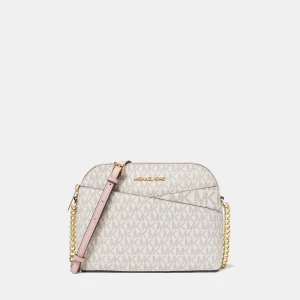 Michael Kors Outlet Jet Set Travel Medium Logo Dome Crossbody Bag - PWD BLSH MLT