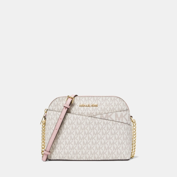 Michael Kors Outlet Jet Set Travel Medium Logo Dome Crossbody Bag - PWD BLSH MLT