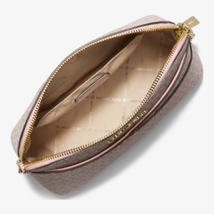 Michael Kors Outlet Jet Set Travel Medium Logo Dome Crossbody Bag - PWD BLSH MLT - Image 3