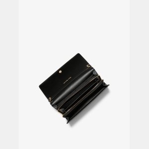 Michael Kors Outlet Jet Set Large Leather Crossbody Bag - BLACK - Image 3