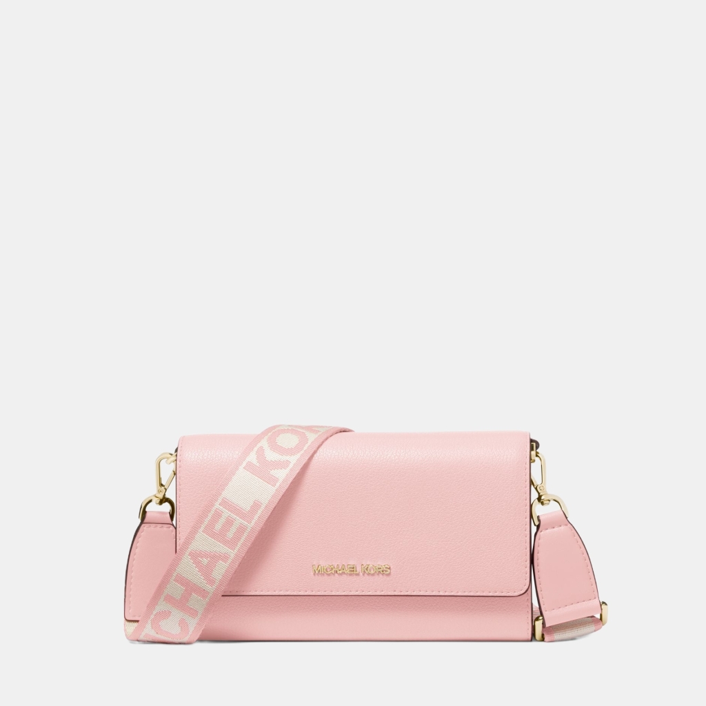 Jet Set Large Leather Crossbody Bag - POWDER BLUSH