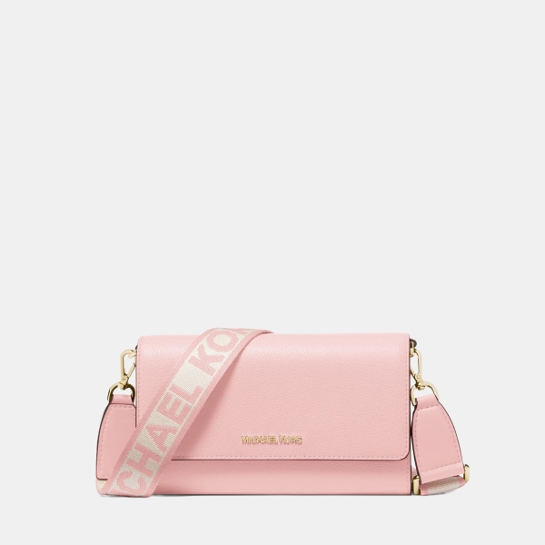 Jet Set Large Leather Crossbody Bag - POWDER BLUSH