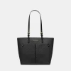 Jet Set Medium Logo Pocket Tote Bag - Black