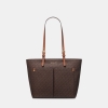 Jet Set Medium Logo Pocket Tote Bag - BROWN