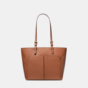 Michael Kors Outlet Jet Set Medium Pocket Tote Bag - LUGGAGE