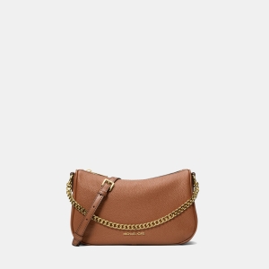 Michael Kors Outlet Carmela Medium Pebbled Leather Convertible Crossbody Bag - LUGGAGE