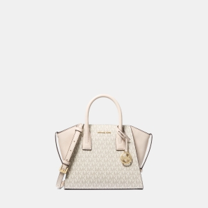 Michael Kors Outlet Avril Small Logo and Leather Satchel