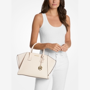 Michael Kors Outlet Avril Large Leather and Suede Satchel - Image 5