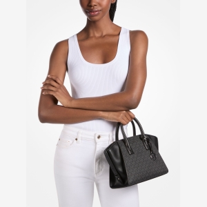 Michael Kors Outlet Avril Small Signature Logo Satchel - Image 4
