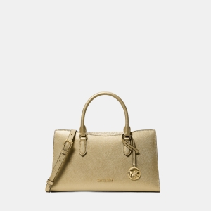 Arden Metallic Top-Zip Satchel