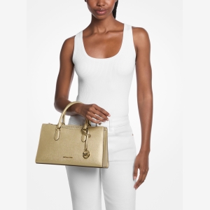 Michael Kors Outlet Arden Metallic Top-Zip Satchel - Image 4