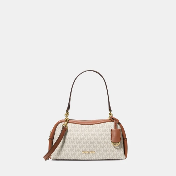 Cecily Small Signature Logo Shoulder Bag - VANILLA
