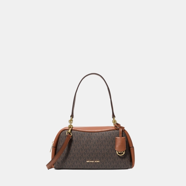 Cecily Small Signature Logo Shoulder Bag - Brown