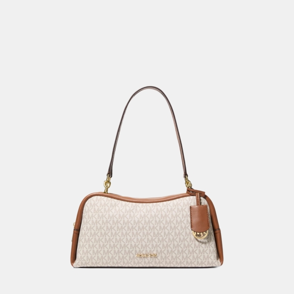 Michael Kors Outlet Cecily Medium Signature Logo Shoulder Bag - VANILLA