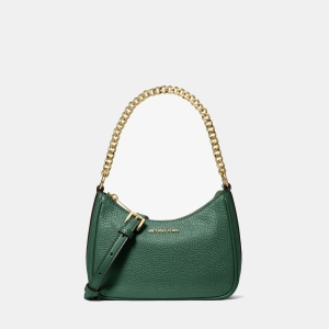 Jet Set Travel Small Pebbled Leather Convertible Crossbody Bag - MOSS