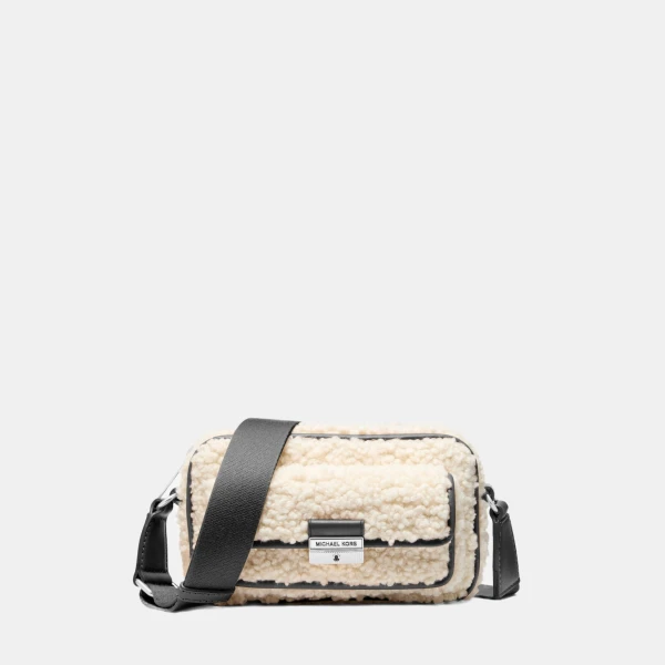 Bradshaw Extra-Small Faux Shearling Camera Crossbody Bag - Black