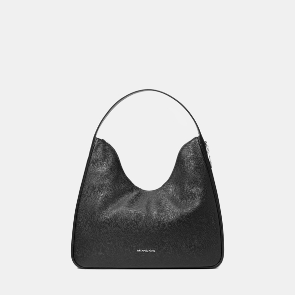Michael Kors Outlet Nayla Medium Pebbled Leather Hobo Shoulder Bag - BLACK