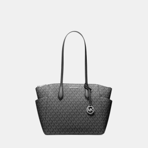 Michael Kors Outlet Marilyn Medium Signature Logo Tote Bag - BLACK