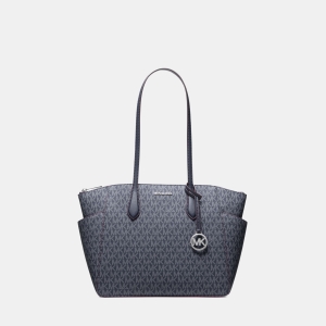 Michael Kors Outlet Marilyn Medium Signature Logo Tote Bag - ADMIRAL