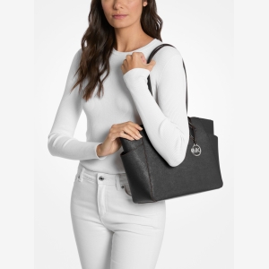 Michael Kors Outlet Marilyn Medium Saffiano Leather Tote Bag - BLACK - Image 4