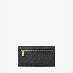 Jet Set Large Logo Trifold Wallet - BLACK - Image 4