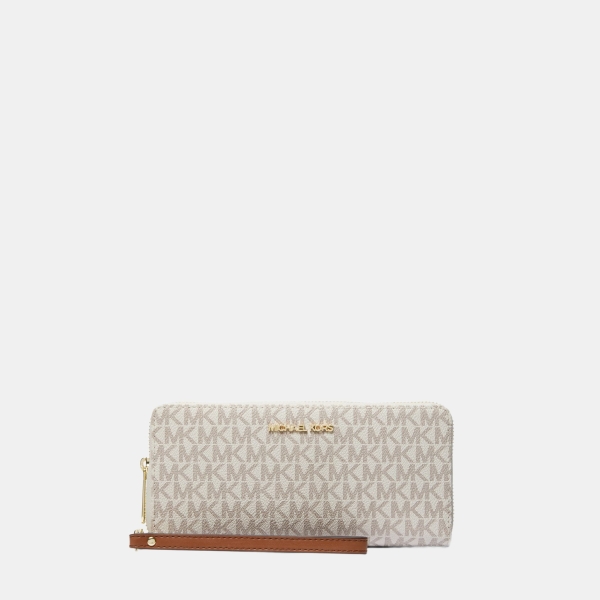 Michael Kors Outlet Jet Set Travel Large Logo Continental Wristlet - VANILLA