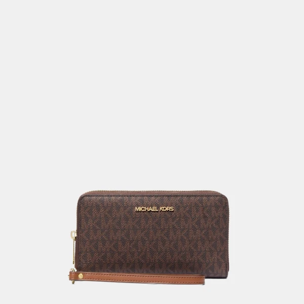 Jet Set Signature Logo Smartphone Wristlet - Brown