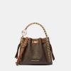 Michael Kors Outlet Mina Small Signature Logo Chain Crossbody Bag - BROWN