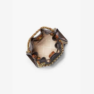 Michael Kors Outlet Mina Small Signature Logo Chain Crossbody Bag - BROWN - Image 3