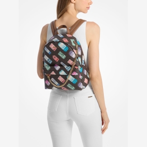 Michael Kors Outlet Slater Medium Printed Signature Logo Backpack - BROWN - Image 5
