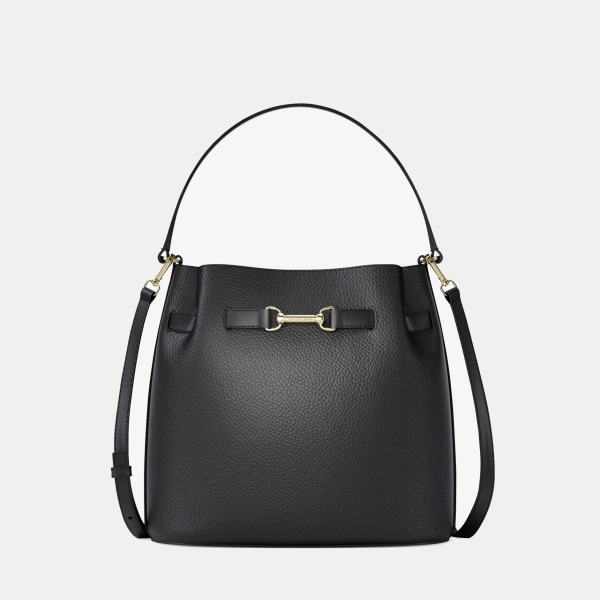 Michael Kors Outlet Carson Medium Pebbled Leather Convertible Bucket Crossbody Bag - BLACK